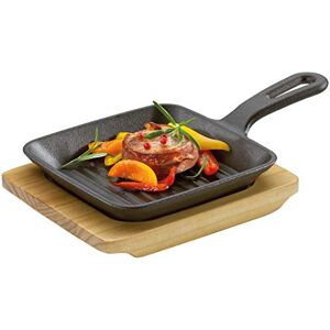 Küchenprofi Padella per grigliare con vassoio in legno di pino, Küchenprofi Padella per grigliare con vassoio in legno di pino,