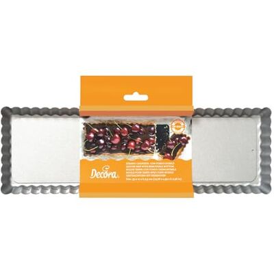 Decora , Stampo per Crostata di Dimensioni 35 x 11 x 2,5 h cm, con Fondo Mobile in Acciaio Antiaderente, Rettangolare Stretto, Rende Facile Sformare i Dolci, Design Professionale Decora , Stampo per Crostata di Dimensioni 35 x 11 x 2,5 h cm, con Fondo Mobile in Acciaio Antiaderente, Rettangolare Stretto, Rende Facile Sformare i Dolci, Design Professionale