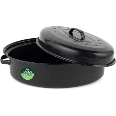 Salter alter Teglia da forno in acciaio smaltato vitreo da 36 cm, con coperchio, ovale, senza PFA, lavabile in lavastoviglie, utilizzabile in forno fino a 230 °C, facile da pulire, arrosto di Salter alter Teglia da forno in acciaio smaltato vitreo da 36 cm, con coperchio, ovale, senza PFA, lavabile in lavastoviglie, utilizzabile in forno fino a 230 °C, facile da pulire, arrosto di