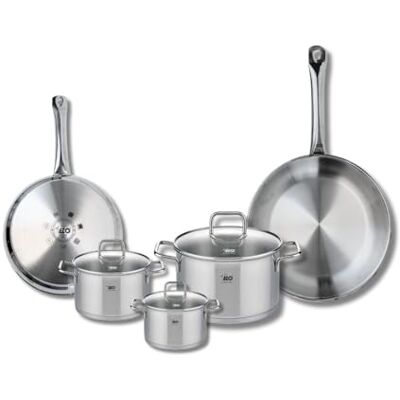 Fackelmann ELO 9503150 Set di 2 padelle da forno 24 e 28 cm e 3 pentole, 12, 14 e 20 cm, Elo Profi Citrino, acciaio inox, induzione Fackelmann ELO 9503150 Set di 2 padelle da forno 24 e 28 cm e 3 pentole, 12, 14 e 20 cm, Elo Profi Citrino, acciaio inox, induzione