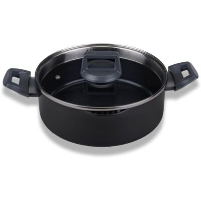 Fackelmann Padella in ceramica con coperchio in vetro, diametro 24 cm, alluminio riciclato pressato con rivestimento in ceramica, senza PFAS, resistente al calore fino a 150°C, adatta a induzione Fackelmann Padella in ceramica con coperchio in vetro, diametro 24 cm, alluminio riciclato pressato con rivestimento in ceramica, senza PFAS, resistente al calore fino a 150°C, adatta a induzione