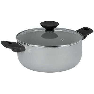 Sitram Pentola in alluminio grigio SILICE Ø24 cm H.6,5 cm – Rivestimento antiaderente sano in ceramica garantito senza PFAS – Manici termoresistenti + coperchio in vetro – Tutti i piani Sitram Pentola in alluminio grigio SILICE Ø24 cm H.6,5 cm – Rivestimento antiaderente sano in ceramica garantito senza PFAS – Manici termoresistenti + coperchio in vetro – Tutti i piani