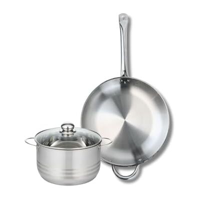 Fackelmann ELO 9872450 Set di pentole da cucina, 2 pezzi, 32 cm e 1 pentola da 20 cm Elo Profi lucido, in acciaio inox, induzione Fackelmann ELO 9872450 Set di pentole da cucina, 2 pezzi, 32 cm e 1 pentola da 20 cm Elo Profi lucido, in acciaio inox, induzione