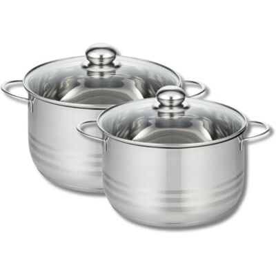 ELO 9802050 Pentola in acciaio inox a induzione, Pentola in acciaio inox, 20 cm, Pentola in acciaio inox, 24 cm, Pentola con coperchio in vetro, in acciaio inox, vetro, 20 e 24 cm ELO 9802050 Pentola in acciaio inox a induzione, Pentola in acciaio inox, 20 cm, Pentola in acciaio inox, 24 cm, Pentola con coperchio in vetro, in acciaio inox, vetro, 20 e 24 cm
