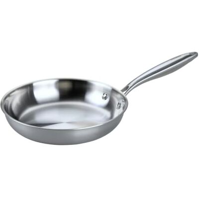 Fackelmann Vita3 Padella in acciaio inox Triply da 24 cm, con triplo fondo diffusore, senza antiaderente, senza PFA, adatta per induzione, gas, vetro e forno, tenuta perfetta, lavabile in Fackelmann Vita3 Padella in acciaio inox Triply da 24 cm, con triplo fondo diffusore, senza antiaderente, senza PFA, adatta per induzione, gas, vetro e forno, tenuta perfetta, lavabile in