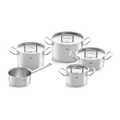 Fissler Original,Profi Collection Set di pentole in acciaio innx, 5 pezzi, con coperchio in metallo, 3 pentole, 1 rostiera, 1 tegame senza coperchio, adatte per cottura a induzione Fissler Original,Profi Collection Set di pentole in acciaio innx, 5 pezzi, con coperchio in metallo, 3 pentole, 1 rostiera, 1 tegame senza coperchio, adatte per cottura a induzione