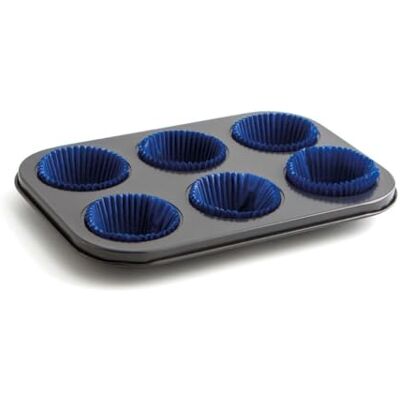 Quid -Teglia forno 6 cupcake Sweet GreY , colore: grigioYblu, 27 x 5 x 20 cm Quid -Teglia forno 6 cupcake Sweet GreY , colore: grigioYblu, 27 x 5 x 20 cm