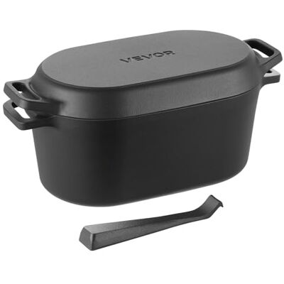 VEVOR Forno Olandese in Ghisa Smaltata, Pentola da 3,3 l con Coperchio e Doppi Manici, Pentola Durevole, Compatibile con Forni a Induzione Fino a 260 ℃, per Brasare, Stufati, Arrostire, Nero VEVOR Forno Olandese in Ghisa Smaltata, Pentola da 3,3 l con Coperchio e Doppi Manici, Pentola Durevole, Compatibile con Forni a Induzione Fino a 260 ℃, per Brasare, Stufati, Arrostire, Nero