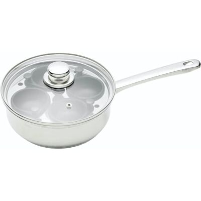 KitchenCraft Clearview Pentolino per 4 uova in camicia, in acciaio INOX, 20,5 cm KitchenCraft Clearview Pentolino per 4 uova in camicia, in acciaio INOX, 20,5 cm