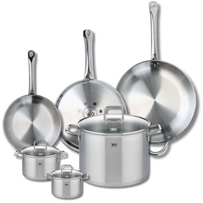 Fackelmann ELO 9512550 Set di 3 padelle da cucina, 6 pezzi, 24, 28 e 32 cm e 3 pentole, 12, 14 e 26 cm, Elo Profi Citrin, acciaio inox, induzione Fackelmann ELO 9512550 Set di 3 padelle da cucina, 6 pezzi, 24, 28 e 32 cm e 3 pentole, 12, 14 e 26 cm, Elo Profi Citrin, acciaio inox, induzione