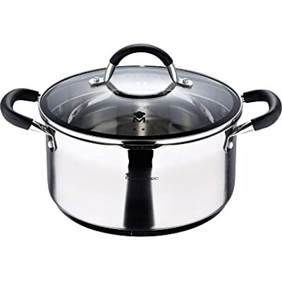 MasterPRO Foodies Casseruola con Coperchio Base di 24 cm con Capacità di 5 L Acciaio Inossidabile Scale di Misure e Manici Ergonomici di Silicone Utensile da Cucina Tutti i Piani Cottura MasterPRO Foodies Casseruola con Coperchio Base di 24 cm con Capacità di 5 L Acciaio Inossidabile Scale di Misure e Manici Ergonomici di Silicone Utensile da Cucina Tutti i Piani Cottura