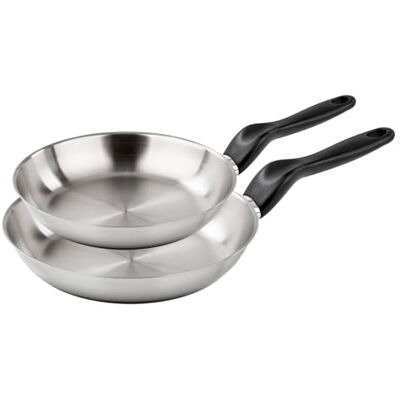 Barazzoni Le Inoxidabili Set di 2 Padelle, ø 24/28 cm, Made in Italy, Acciaio Inox 18/10, Induzione+Gas, Triplo fondo, PFAS free Barazzoni Le Inoxidabili Set di 2 Padelle, ø 24/28 cm, Made in Italy, Acciaio Inox 18/10, Induzione+Gas, Triplo fondo, PFAS free