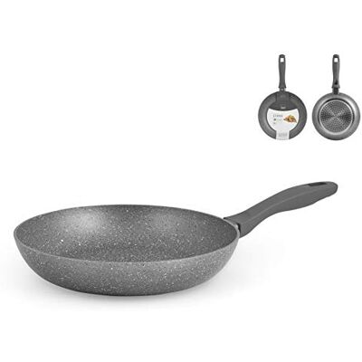 H&H Stone Padella Antiaderente con Fondo Induzione, Pietra, Grigio, 20 cm H&H Stone Padella Antiaderente con Fondo Induzione, Pietra, Grigio, 20 cm