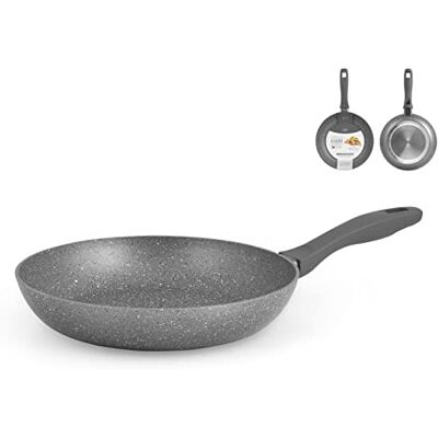 H&H Stone Padella Antiaderente con Fondo Induzione, Pietra, Grigio, 26 cm H&H Stone Padella Antiaderente con Fondo Induzione, Pietra, Grigio, 26 cm