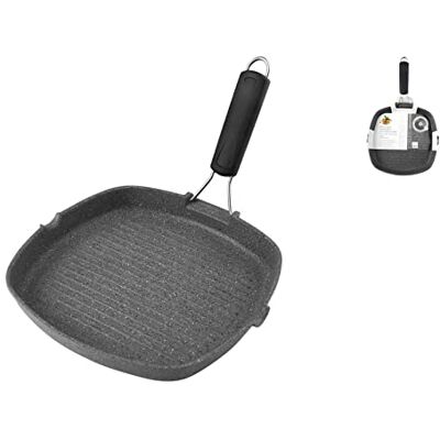 H&H Bistecchiera Stone Manico Silicone Induzione Quadrato 28 Pentole Cucina, Alluminio, Antracite, 28 cm H&H Bistecchiera Stone Manico Silicone Induzione Quadrato 28 Pentole Cucina, Alluminio, Antracite, 28 cm