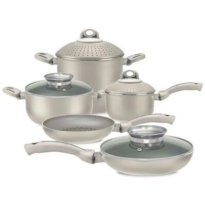 Pensofal , Set padelle e pentole, Serie White Diamond®, Set 9 pezzi, Alluminio con Rivestimento Antiaderente a 6 Strati, Maniglie soft touch, Adatta All'induzione, Bianco Pensofal , Set padelle e pentole, Serie White Diamond®, Set 9 pezzi, Alluminio con Rivestimento Antiaderente a 6 Strati, Maniglie soft touch, Adatta All'induzione, Bianco