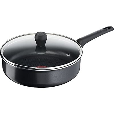 Tefal , B55532 Easy Cook & Clean Casseruola 24 cm, con coperchio in vetro, rivestimento antiaderente, sicuro, segnale termico, fondo stabile, scala di misurazione, cottura delicata, nero Tefal , B55532 Easy Cook & Clean Casseruola 24 cm, con coperchio in vetro, rivestimento antiaderente, sicuro, segnale termico, fondo stabile, scala di misurazione, cottura delicata, nero