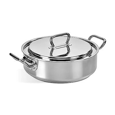 Barazzoni Professionale, Casseruola bassa con paletta Ø 28 cm, acciaio inox 18/10, capacità 4,50 l, induzione, made in Italy Barazzoni Professionale, Casseruola bassa con paletta Ø 28 cm, acciaio inox 18/10, capacità 4,50 l, induzione, made in Italy