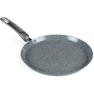 Salter Teglia per pancake diametro 25cm, rivestimento antiaderente in marmo, crepe maker a induzione, alluminio forgiato, senza PFOA, facile pulire, impugnatura morbida al tatto, cucina sana, grigia Salter Teglia per pancake diametro 25cm, rivestimento antiaderente in marmo, crepe maker a induzione, alluminio forgiato, senza PFOA, facile pulire, impugnatura morbida al tatto, cucina sana, grigia