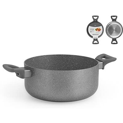 H&H Casserula 2 Manici Antiaderente Stone Induzione GRIG Cm20 Pentole Cucina, Pietra, 20 cm H&H Casserula 2 Manici Antiaderente Stone Induzione GRIG Cm20 Pentole Cucina, Pietra, 20 cm