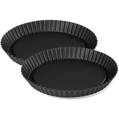 Zenker Set di 2 piatti per torte versate, 30 cm, piatto per torte, 2 stampi per torte versate, acciaio, nero, 30 x 30 x 3 cm Zenker Set di 2 piatti per torte versate, 30 cm, piatto per torte, 2 stampi per torte versate, acciaio, nero, 30 x 30 x 3 cm