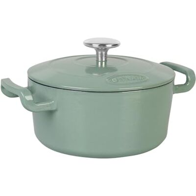 Sitram Casseruola rotonda in ghisa smaltata, diametro 20 cm, 2,5 litri, esterno smaltato verde salvia interno bianco, tutte le fonti di calore, inclusa induzione, ideale per pasti da 2 a 3 Sitram Casseruola rotonda in ghisa smaltata, diametro 20 cm, 2,5 litri, esterno smaltato verde salvia interno bianco, tutte le fonti di calore, inclusa induzione, ideale per pasti da 2 a 3
