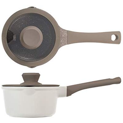 H&H Materia Casseruola 1 Manico Antiaderente, 16cm, Induzione, con Coperchio H&H Materia Casseruola 1 Manico Antiaderente, 16cm, Induzione, con Coperchio