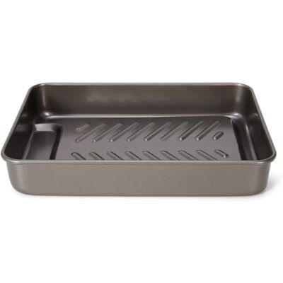 patisse Piatto da forno rettangolare molto resistente, con rigola antigrasso, in acciaio rivestito antiaderente Carat, 37 x 26 x 6 cm, grigio antracite patisse Piatto da forno rettangolare molto resistente, con rigola antigrasso, in acciaio rivestito antiaderente Carat, 37 x 26 x 6 cm, grigio antracite