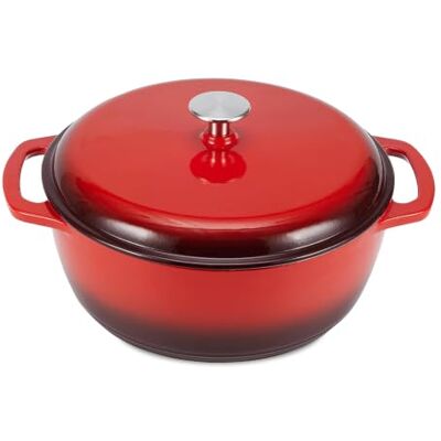 Amazon Basics Pentola in ghisa smaltata - 6,9L Rosso Amazon Basics Pentola in ghisa smaltata - 6,9L Rosso