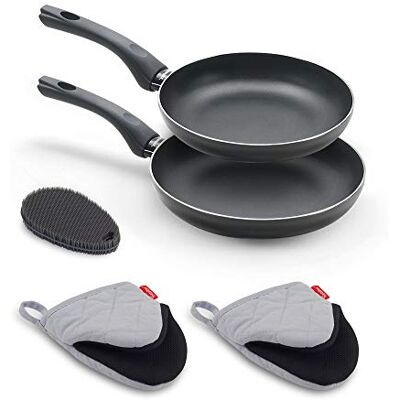 Metaltex EASY Set di 2 padelle in alluminio pressato, 20 + 24 cm + accessori. Full Induction valido per tutti i tipi di cucine Metaltex EASY Set di 2 padelle in alluminio pressato, 20 + 24 cm + accessori. Full Induction valido per tutti i tipi di cucine