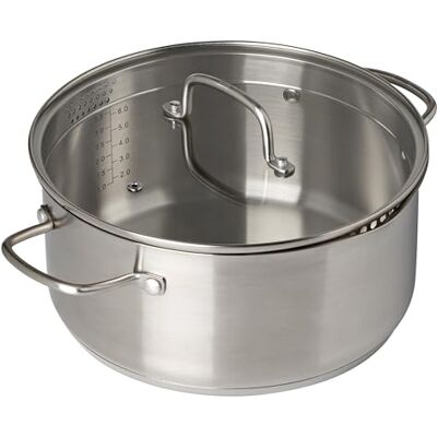 PYREX , Infinity, Pentola con coperchio, in acciaio inossidabile, Ø 24 cm, senza PFAS, acciaio inox, adatta a tutti i piani cottura, tra cui induzione e forno PYREX , Infinity, Pentola con coperchio, in acciaio inossidabile, Ø 24 cm, senza PFAS, acciaio inox, adatta a tutti i piani cottura, tra cui induzione e forno