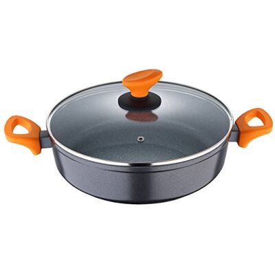 San Ignacio Lavacio Cocoola con un coperchio da 28 cm fatto di alluminio forgiato marmo interno antiaderente Whitford Grey Induzione totale maniglia di baquelite con tocco morbido San Ignacio Lavacio Cocoola con un coperchio da 28 cm fatto di alluminio forgiato marmo interno antiaderente Whitford Grey Induzione totale maniglia di baquelite con tocco morbido