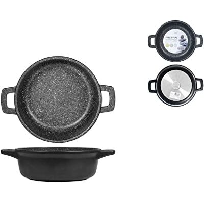 Home H&H Tegame 2 Manici Alto Antiaderente Pietra Cm20 Pentole Cucina, Alluminio, Nero, 20 cm Home H&H Tegame 2 Manici Alto Antiaderente Pietra Cm20 Pentole Cucina, Alluminio, Nero, 20 cm