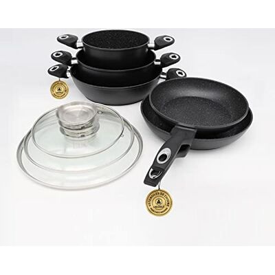 LAGUIOLE Set di 8 pezzi antiaderenti 'Black Ston®' induzione LAGUIOLE Set di 8 pezzi antiaderenti 'Black Ston®' induzione