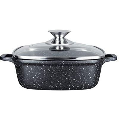 KAMBERG 0008101 – Pentola quadrata 24cm – Alluminio pressofuso – Rivestimento effetto pietra – Con coperchio in vetro – Per tutti i piani cottura, anche induzione KAMBERG 0008101 – Pentola quadrata 24cm – Alluminio pressofuso – Rivestimento effetto pietra – Con coperchio in vetro – Per tutti i piani cottura, anche induzione