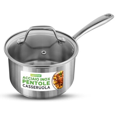 NutriChef Pentola Induzione 1,9 Litri in Acciaio Inox con Coperchio, Pentola per Pasta e Zuppa, Manici Ergonomici, Adatta a Tutti i Piani Cottura NutriChef Pentola Induzione 1,9 Litri in Acciaio Inox con Coperchio, Pentola per Pasta e Zuppa, Manici Ergonomici, Adatta a Tutti i Piani Cottura