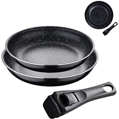 BERGNER Black Edition Set di Padelle 2 Padelle di Alluminio Stampato di 24 e 28 cm Con Manico Ergonomico Intercambiabile Utensili da Cucina Per Ogni Tipo di Piano Cottura BERGNER Black Edition Set di Padelle 2 Padelle di Alluminio Stampato di 24 e 28 cm Con Manico Ergonomico Intercambiabile Utensili da Cucina Per Ogni Tipo di Piano Cottura