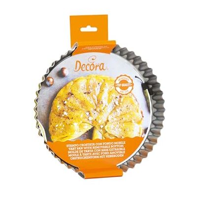 Decora , Stampo per Crostata con Fondo Mobile in Acciaio Antiaderente, Tonda Ø 28 X 3,5 cm, Rende facile Sformare i Dolci, Design Professionale Decora , Stampo per Crostata con Fondo Mobile in Acciaio Antiaderente, Tonda Ø 28 X 3,5 cm, Rende facile Sformare i Dolci, Design Professionale