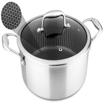NutriChef Pentola Induzione Acciaio Inox 4,7 Litri con Coperchio in Vetro, Antiaderente Nido d’Ape, Pentola per Pasta, Zuppa e Spezzatino, Resistente ai Graffi NutriChef Pentola Induzione Acciaio Inox 4,7 Litri con Coperchio in Vetro, Antiaderente Nido d’Ape, Pentola per Pasta, Zuppa e Spezzatino, Resistente ai Graffi