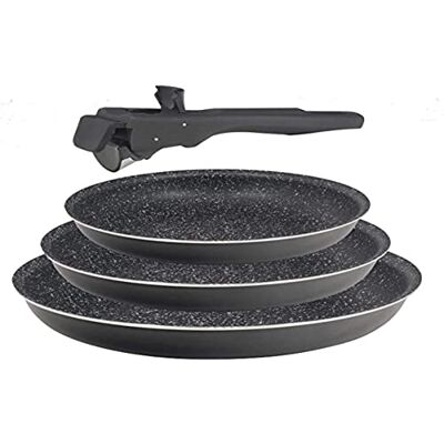 BERGNER Set di 3 padelle, Alluminio pressato e antiaderente, Include 3 padelle da 20, 22 e 26 cm, con manico ergonomico rimovibile, per tutti i tipi di cucine e forni BERGNER Set di 3 padelle, Alluminio pressato e antiaderente, Include 3 padelle da 20, 22 e 26 cm, con manico ergonomico rimovibile, per tutti i tipi di cucine e forni
