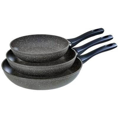 Barazzoni Grigex Set di 3 Padelle, ø 20/24 / 28 cm, Alluminio a spessore differenziato, Manico antiscottatura, Induzione+Gas, PFOA/BPA free Barazzoni Grigex Set di 3 Padelle, ø 20/24 / 28 cm, Alluminio a spessore differenziato, Manico antiscottatura, Induzione+Gas, PFOA/BPA free