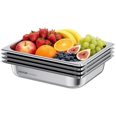 VEVOR 1/2 Pentola per Vapore in Acciaio Inox, 64 mm di Profondità, Pentola a Tavolo da 15,2 L, Forniture per Ristoranti Anti-Inceppamento, Antiruggine, per la Casa, Feste, Ristoranti, 4 Confezioni VEVOR 1/2 Pentola per Vapore in Acciaio Inox, 64 mm di Profondità, Pentola a Tavolo da 15,2 L, Forniture per Ristoranti Anti-Inceppamento, Antiruggine, per la Casa, Feste, Ristoranti, 4 Confezioni