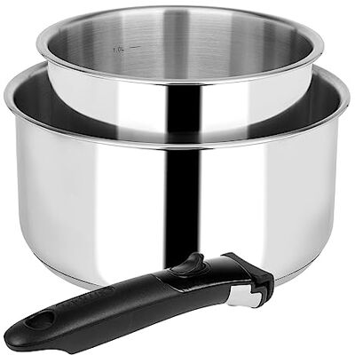 Sitram Set di 2 padelle in acciaio inox, Ø 16 – 20 cm, gamma ARPEGE, rivestimento interno antiaderente senza PFOA + manico rimovibile, tutti i piani cottura, induzione Sitram Set di 2 padelle in acciaio inox, Ø 16 – 20 cm, gamma ARPEGE, rivestimento interno antiaderente senza PFOA + manico rimovibile, tutti i piani cottura, induzione