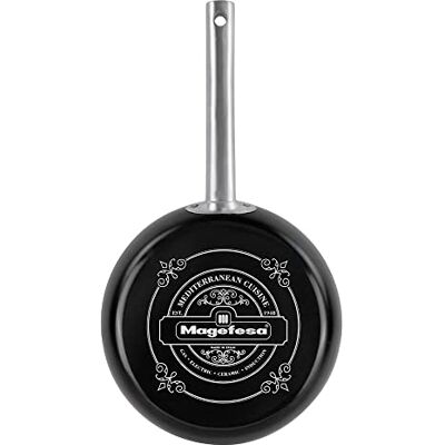 Magefesa Ares Padella 28 cm con rivestimento antiaderente doppio strato rinforzato con smalto esterno nero opaco e manici in inox satinato Magefesa Ares Padella 28 cm con rivestimento antiaderente doppio strato rinforzato con smalto esterno nero opaco e manici in inox satinato