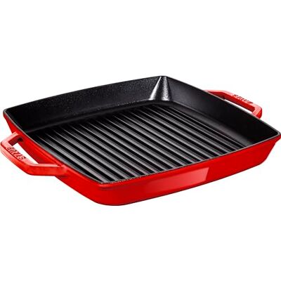 STAUB Bistecchiera in ghisa con due maniglie, Adatta per induzione, Rettangolare 28 cm, Rosso STAUB Bistecchiera in ghisa con due maniglie, Adatta per induzione, Rettangolare 28 cm, Rosso