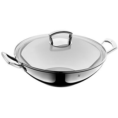 WMF Set Wok con 2 Pezzi, Coperchio in Vetro, Fondo Non Rivestito, Ø 36 cm, beccuccio versatore, Manici in Acciaio Inox Cromargan®, Adatta per Piani a induzione, Lavabile in lavastoviglie WMF Set Wok con 2 Pezzi, Coperchio in Vetro, Fondo Non Rivestito, Ø 36 cm, beccuccio versatore, Manici in Acciaio Inox Cromargan®, Adatta per Piani a induzione, Lavabile in lavastoviglie