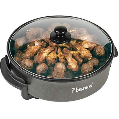 Bestron Padella Elettrica XL per Feste, Padella Grande Multifunzione Ø40 cm con Coperchio in Vetro, Rivestimento Antiaderente, 1500 Watt, , Colore: Nero Bestron Padella Elettrica XL per Feste, Padella Grande Multifunzione Ø40 cm con Coperchio in Vetro, Rivestimento Antiaderente, 1500 Watt, , Colore: Nero