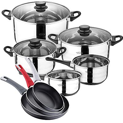 San Ignacio Batteria da cucina 8 pezzi Toledo, acciaio inossidabile, con set di padelle (18/20/24 cm) Pierre Cardin alluminio pressato San Ignacio Batteria da cucina 8 pezzi Toledo, acciaio inossidabile, con set di padelle (18/20/24 cm) Pierre Cardin alluminio pressato