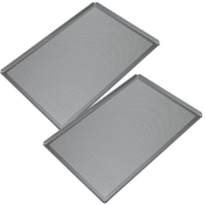 vhbw 2x teglia per forno 60 x 40 x 1 cm argento, perforata vhbw 2x teglia per forno 60 x 40 x 1 cm argento, perforata
