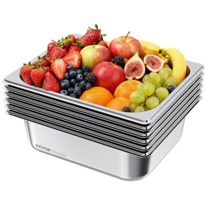 VEVOR 1/2 Pentola per Vapore in Acciaio Inox, 99 mm di Profondità, Pentola a Tavolo da 24 L, Forniture per Ristoranti Anti-Inceppamento, Antiruggine, per la Casa, Feste, Ristoranti, 6 Confezioni VEVOR 1/2 Pentola per Vapore in Acciaio Inox, 99 mm di Profondità, Pentola a Tavolo da 24 L, Forniture per Ristoranti Anti-Inceppamento, Antiruggine, per la Casa, Feste, Ristoranti, 6 Confezioni